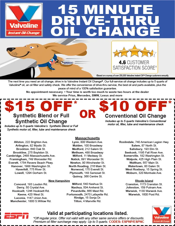 Valvoline oil change prices